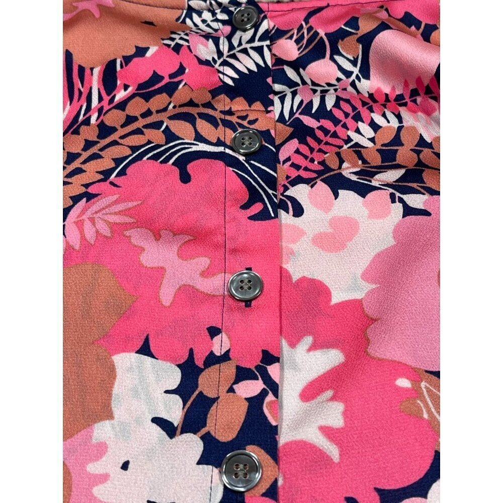 TALBOTS FLORAL BUTTON-BACK BLOUSE WITH BOW CUFFS – PETITE - Picture 11 of 12